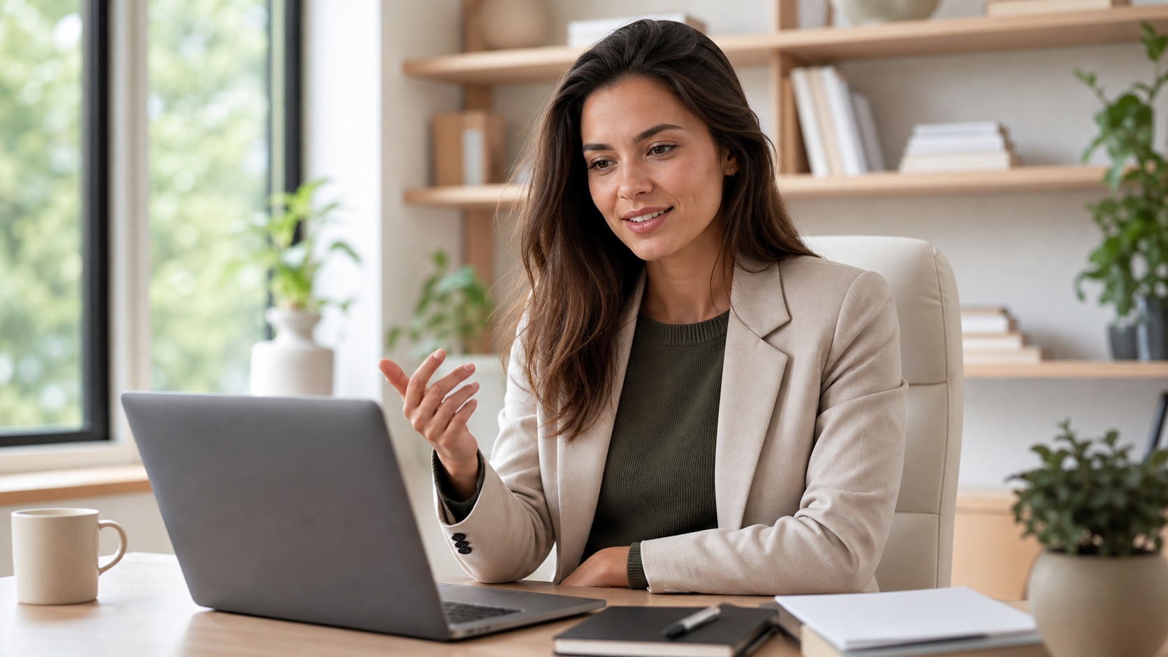 realistic polished home office outfit