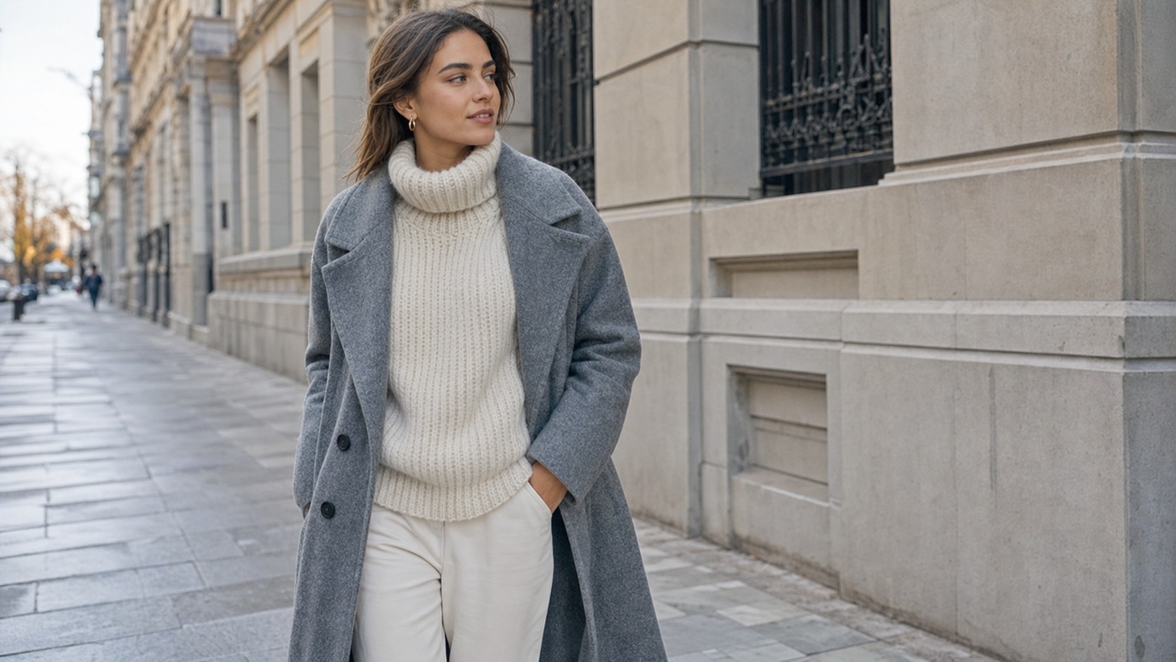 realistic cozy winter sweater outfit